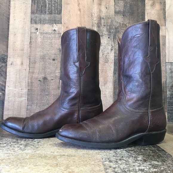 Lucchese P0468 Vintage Roper Classic Brown Cowboy Boots Mens 7.5 E - Picture 5 of 12